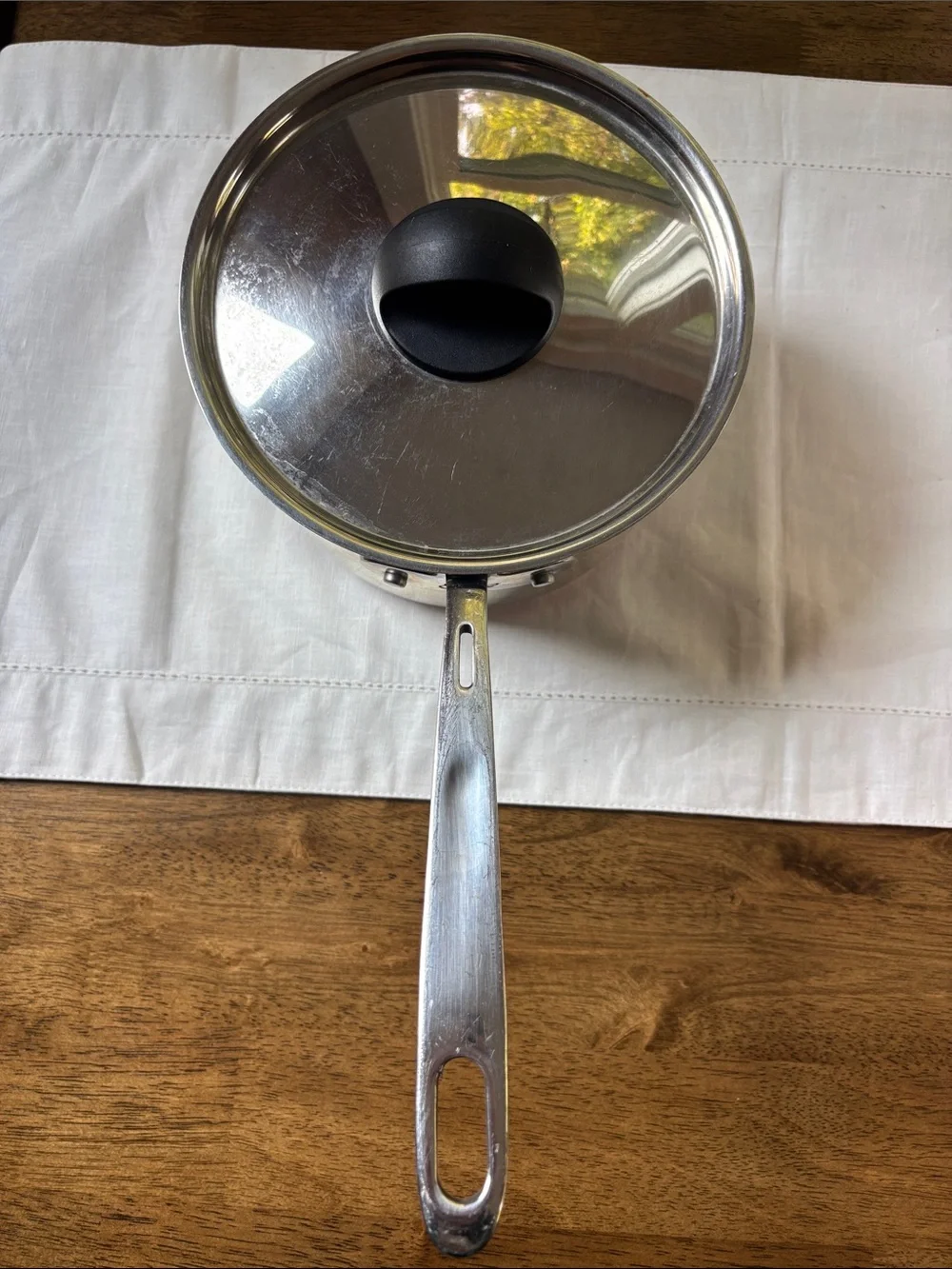 Vintage Emeril Lagasse 3 Qt Stainless Steel Saucepan Pot, Copper Core Base